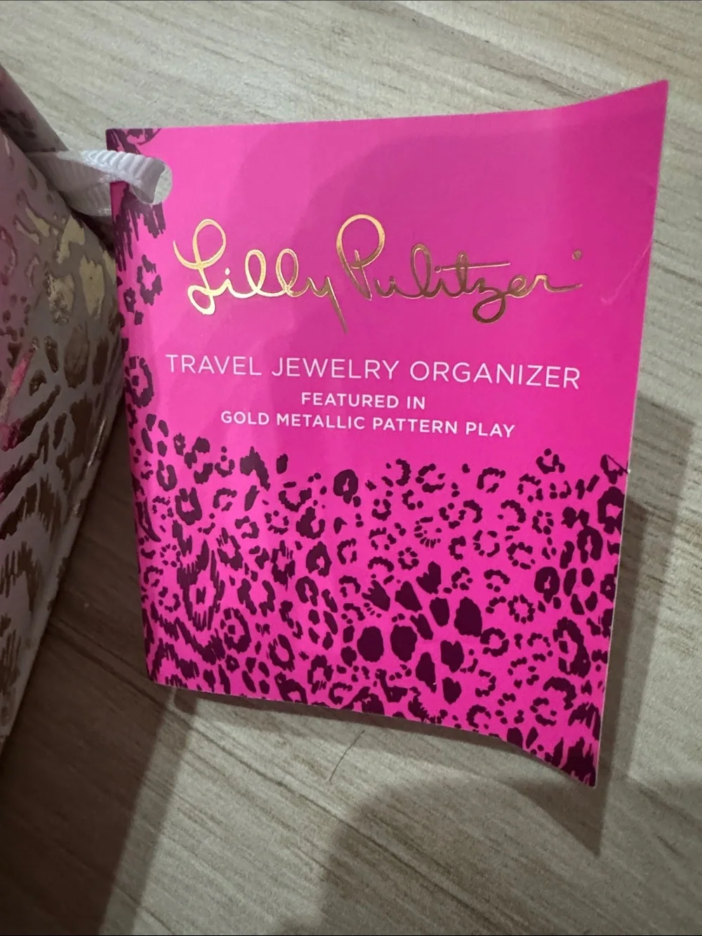 NWT Lilly Pulitzer Travel Jewelry Organizer in Gold Metallic Patten Play